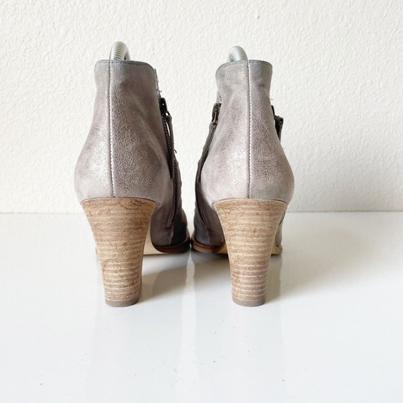 Paul Green Malibu Womens Ankle Boots 7 Metallic Leather Nubuck Sliced Zipper - Picture 6 of 12